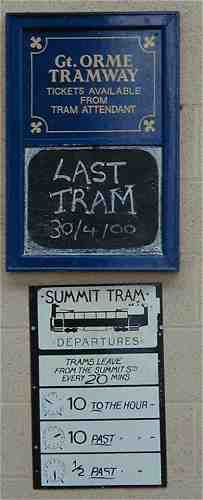 Signs in the top tram station